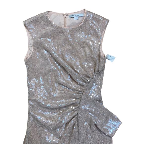 Kay Unger Size 4 Carla Shirred Sequin Dress Drape Light Pink Evening Gown NWOT - Picture 3 of 10